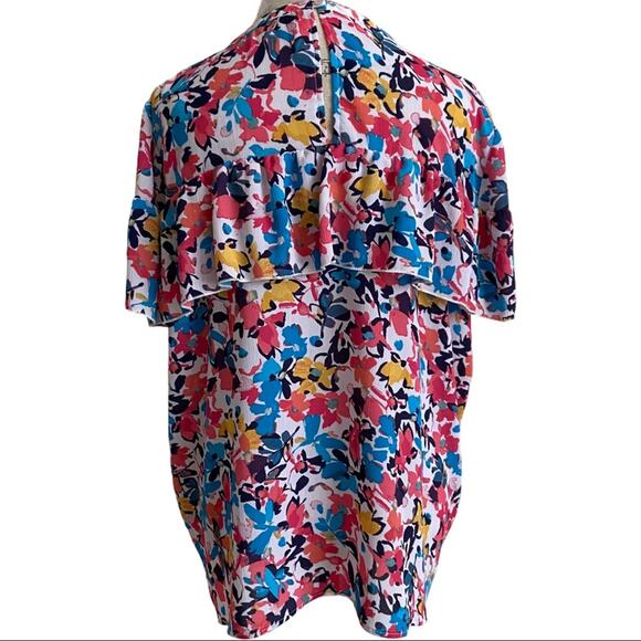 Juicy Couture Floral Print Flounce Short Sleeve Blouse Women's Size XXL - Picture 5 of 11